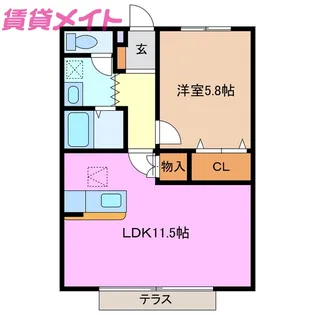 コーキア桑部【1階】の間取り