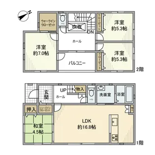 千葉県流山市おおたかの森北2【一戸建】の間取り