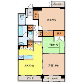 岐阜県岐阜市敷島町2【マンション】の間取り