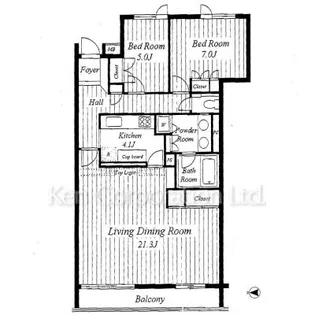 2LDKの間取り画像