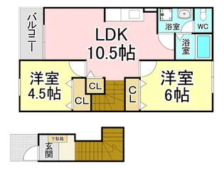 福岡県北九州市小倉南区長行東2【アパート】の間取り