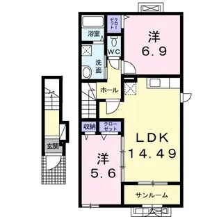 2LDKの間取り画像