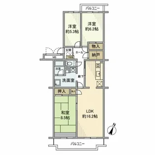 津田沼第1ファミリーマンション【1階】の間取り