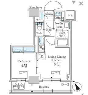 パークアクシス日本橋茅場町ステーションゲート【5階】の間取り