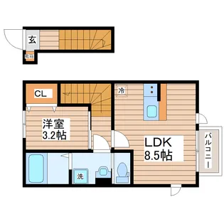 (仮)ガス割 第八弾 THE ROOM 南仙台駅B【2階】の間取り