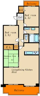 グレーシィ加古川アネックス【3階】の間取り