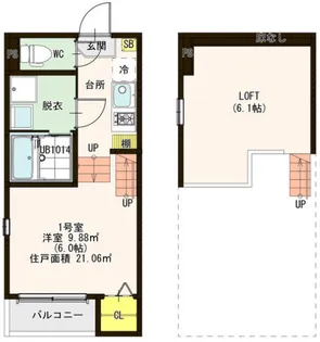 ハーモニーテラス堤町III【2階】の間取り