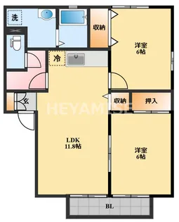 サンライズヒル福田E棟【2階】の間取り