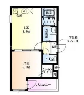 フジパレス瓜生堂III番館【1階】の間取り