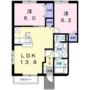 パルコプレッソKT A【1階】の間取り