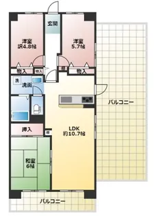 藤和東加古川ハイタウンC棟【10階】の間取り
