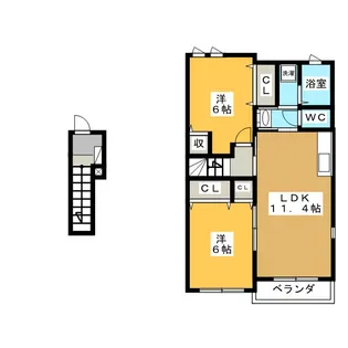 リヴァーアンジュA【1階】の間取り