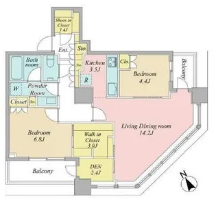 ザ・パークハウス西新宿タワー60【10階】の間取り