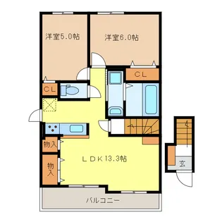 ラーツゥー・デル・マーレ I・II【2階】の間取り