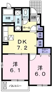 イースト ユーB【1階】の間取り