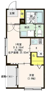 フェリーチェ長筬【1階】の間取り