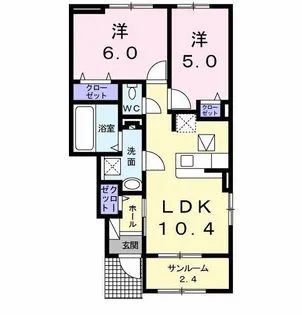 カーサ・ジャルディーノ【1階】の間取り
