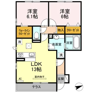 セジュール西条A棟【1階】の間取り