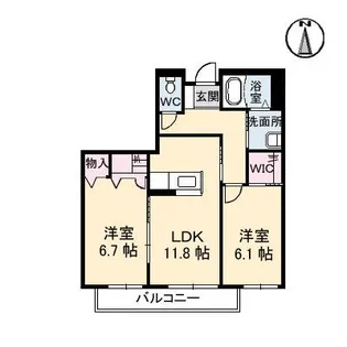グランマスト福浜 A棟【2階】の間取り