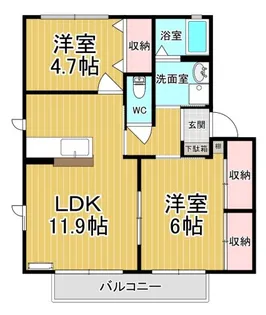 カーサ・グリーンヒルA【1階】の間取り