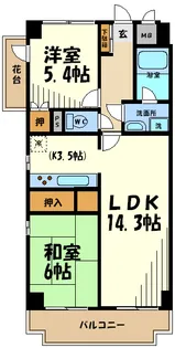 ゴコウエテルナーレB【5階】の間取り