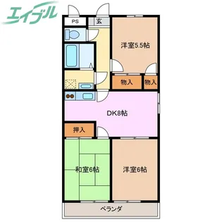ファミール西浜田 北館【4階】の間取り