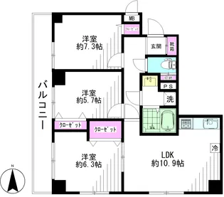 ウエストレジデンス【5階】の間取り