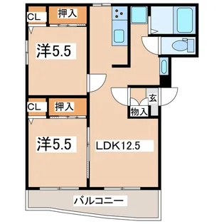 福島県郡山市日和田町字原【マンション】の間取り