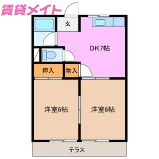 白石山ハイツ【1階】の間取り