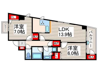 ク-ル・ドゥ・サンセ-ル【1階】の間取り
