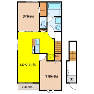 岐阜県各務原市川島河田町【アパート】の間取り