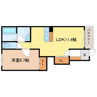 アネックス六丁の目I【1階】の間取り