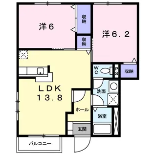 茨城県ひたちなか市大字田彦【アパート】の間取り