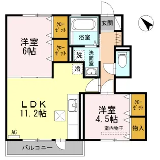 徳島県徳島市北沖洲1【アパート】の間取り