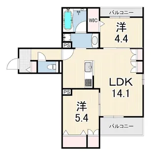 LA VITA西宮北口【2階】の間取り