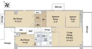 千里中央パーク・ヒルズI棟【8階】の間取り
