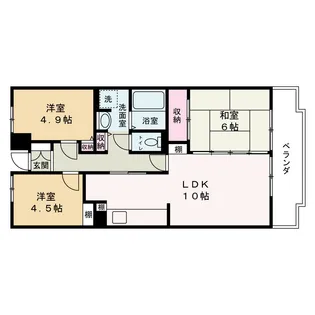 グリーンヴィラ御領【6階】の間取り