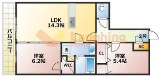 サクセス東櫛原【5階】の間取り