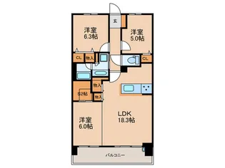 ジオ・イニシア博多駅前【11階】の間取り