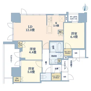 ジオタワー堺筋本町【4階】の間取り