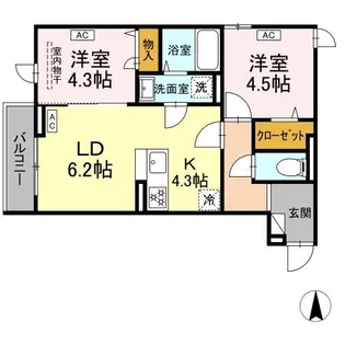 グラナーデ扇I D【2階】の間取り