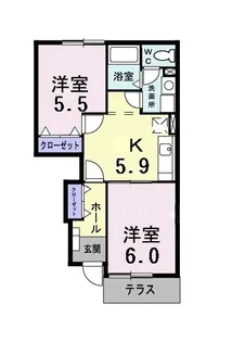 レイベルポート松元B棟【1階】の間取り