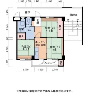 UR金剛団地 206号棟【5階】の間取り