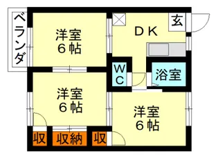 磯ハイツB棟 103号室【1階】の間取り
