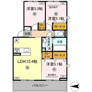 セゾンコート出仲間【3階】の間取り