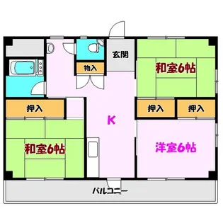槻ノ木マンション【3階】の間取り