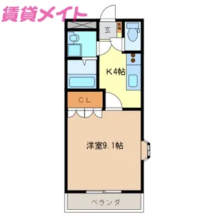 1Kの間取り画像