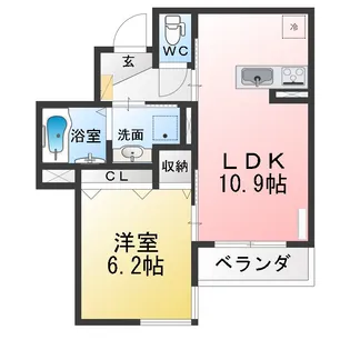 ラ・メール清水ヶ岡【2階】の間取り
