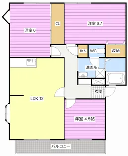 サンビレッジこいけA【1階】の間取り
