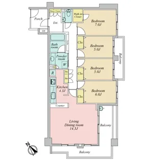 コートヒルズ横濱山手サウス棟【3階】の間取り